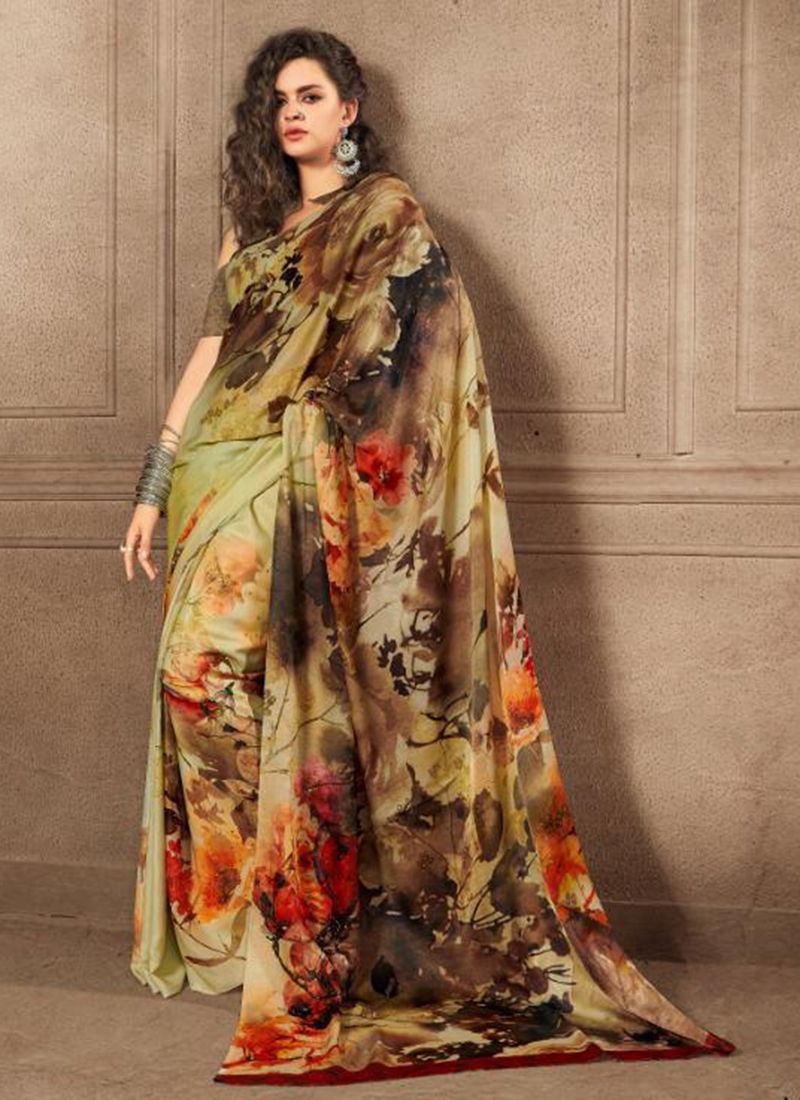 New Satin Designer Digital Printed Sarees Collection